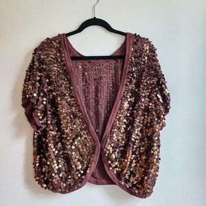 Source Unknown Sequin Shrug in Bronze and Brown